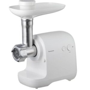 Panasonic meat grinder with stainless steel plates, kubbe attachment, and multiple meat grinding textures