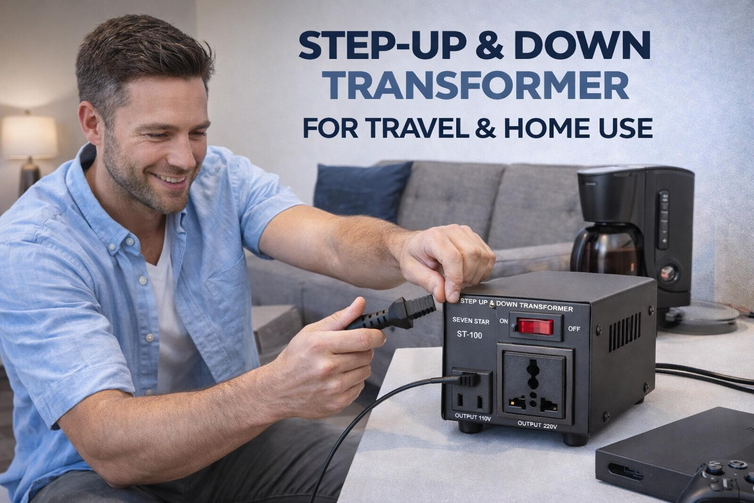 Seven Star ST-100, 100 Watts Step Up and Down Voltage Converter Transformer