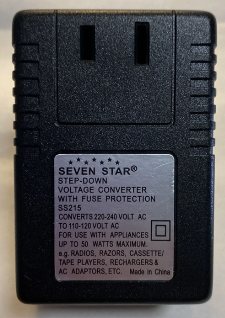 Seven Star 50 Watts Travel Voltage Converter for UK, SS-215 220-240 Volts to 110-120 volts