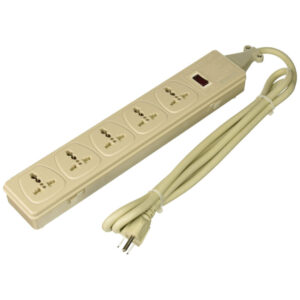 Universal 5-Outlet Power Strip (110V-250V, 2500W) with Surge Protector