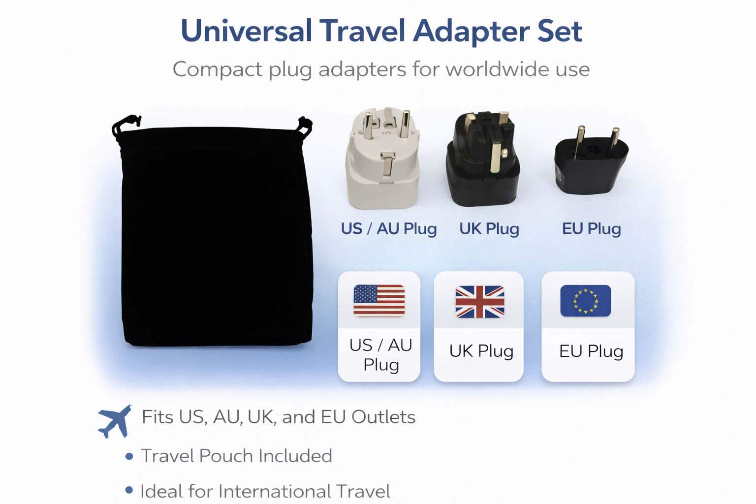 Senegal Power Plug Adapters Kit with Travel Carrying Pouch - SN
