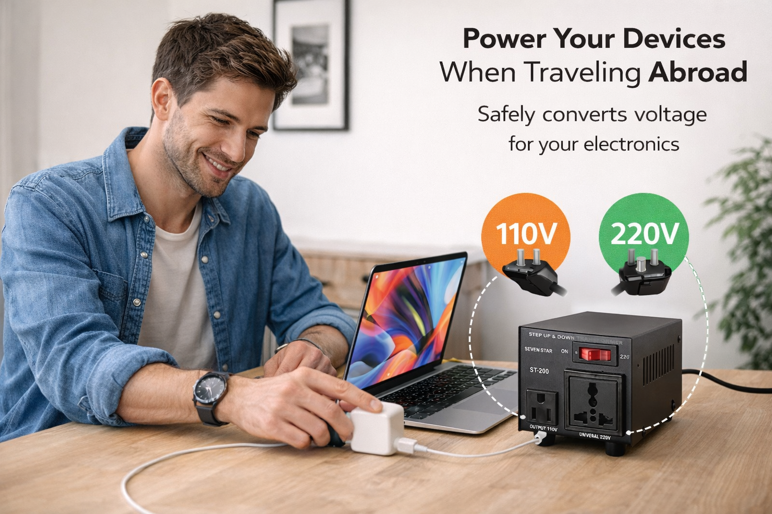 Seven Star ST-200, 200 Watts Step Up and Down Voltage Converter Transformer