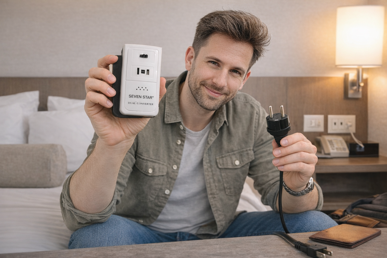 Seven Star 50/1650 Watt Deluxe Travel Voltage Converter, SS-207 220-240 Volts to 110-120v