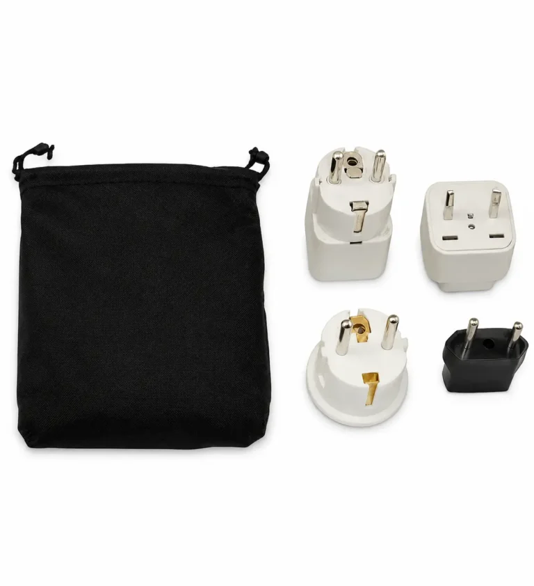 Universal International Travel Power Plug Adapter Kit with Carrying Pouch for Worldwide Use